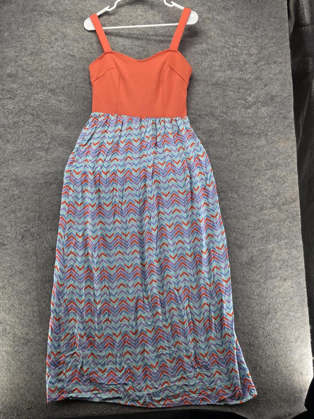 Cotton On Dress Womens S Orange Chevron Sundress Maxi Sweetheart Strappy